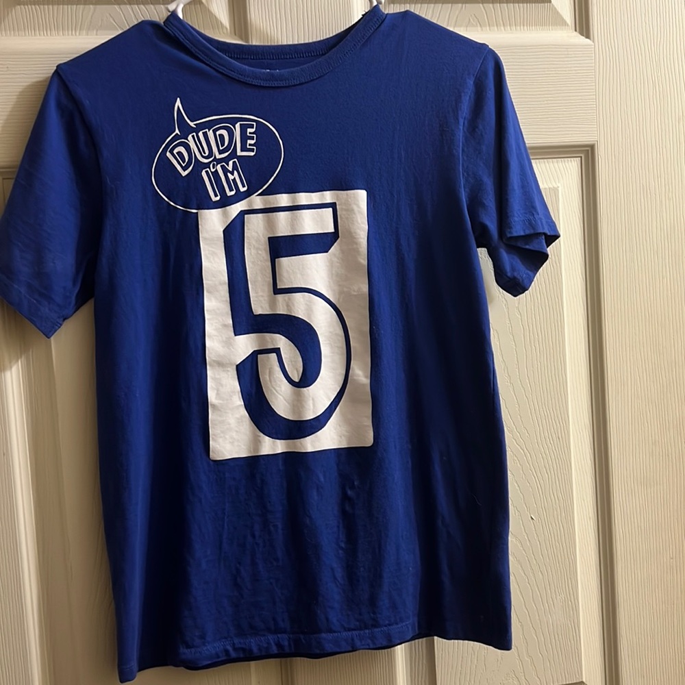 Boys Birthday Dude I'm 5 Graphic Tee - Mazarine Blue